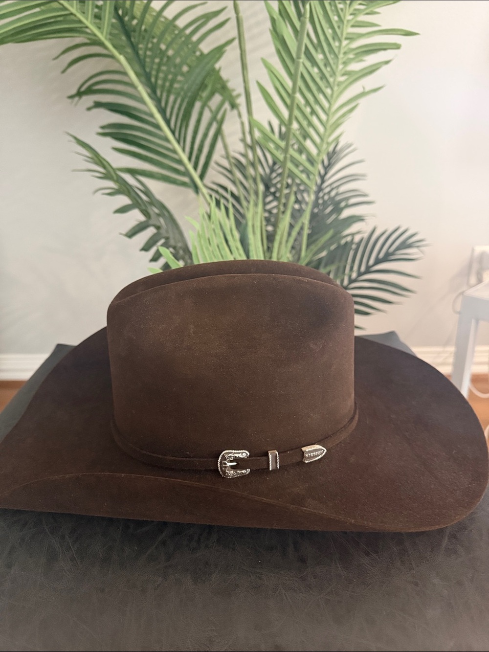 Stetson skyline chocolate Western cowboy Hat with silver hat buckle